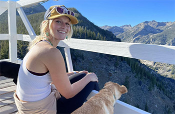 Grace Schwenk enjoying a mountain view